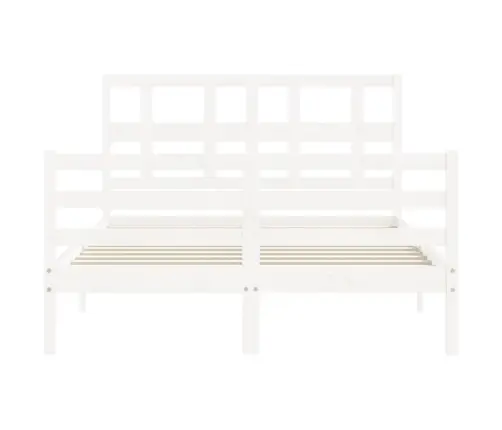 Lovos Rėmas Su Galvūgaliu, Baltas, Mediena, Mažas Dvivietis