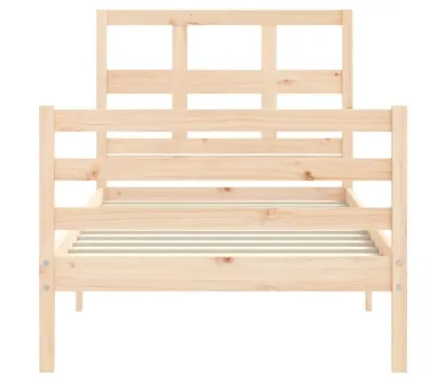 Gultas Rāmis Ar Galvgali, Masīvkoks, 90X200 Cm Vidaxl