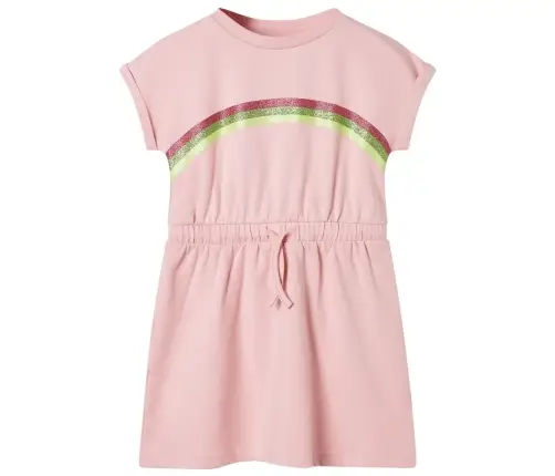 Vaikiška Suknelė Su Sutraukiama Juostele, Šviesiai Rožinė, 128 Dydžio