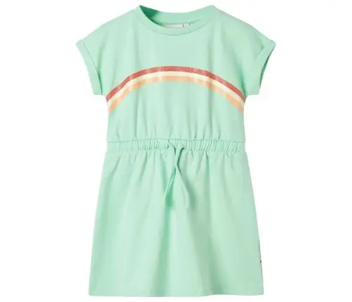 Vaikiška Suknelė Su Sutraukiama Juostele, Ryškiai Žalia, 116 Dydžio