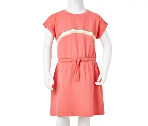 Laste Kleit Pingutusnööriga, Korallpunane, 128