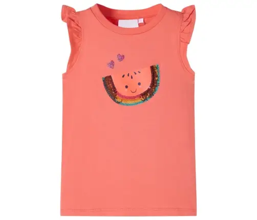 Vaikiški Marškinėliai Su Rankovėmis Su Raukiniais, Koralų, 128 Dydžio