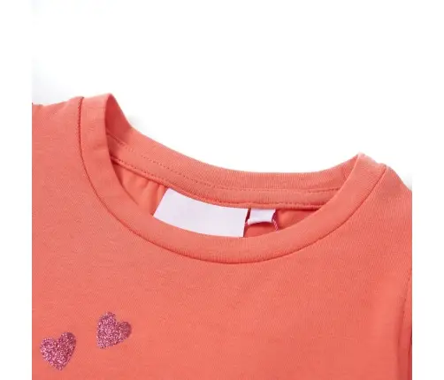 Vaikiški Marškinėliai Su Rankovėmis Su Raukiniais, Koralų, 128 Dydžio