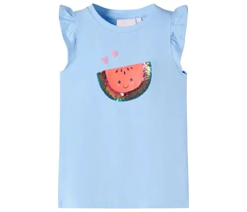 Vaikiški Marškinėliai Su Rankovėmis Su Raukiniais, Šviesiai Mėlyni