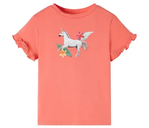 Vaikiški Marškinėliai Trumpomis Rankovėmis, Koralų, 104 Dydžio