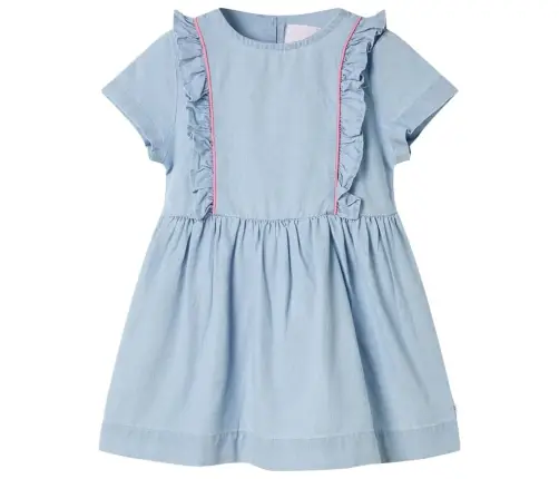 Bērnu Kleita Ar Volāniem, Gaiši Zila, 104