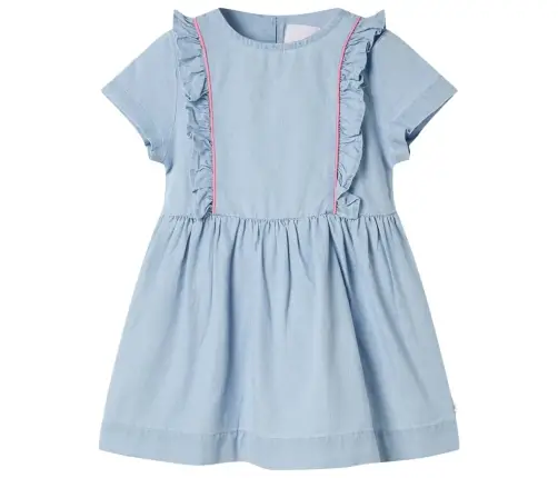 Bērnu Kleita Ar Volāniem, Gaiši Zila, 140