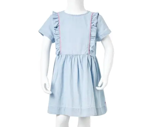 Bērnu Kleita Ar Volāniem, Gaiši Zila, 140