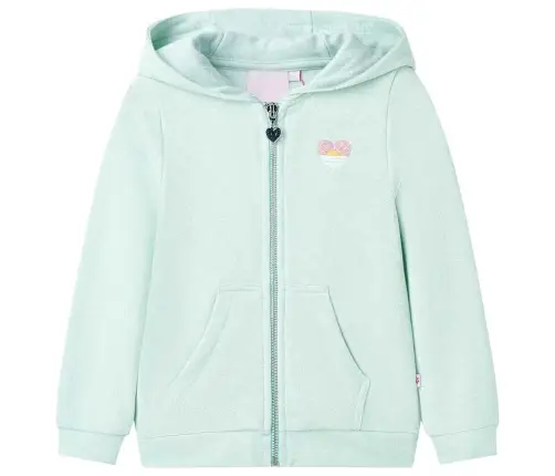 Vaikiškas Sportinis Megztinis Su Gobtuvu Ir Užtrauktuku, Mėtinis