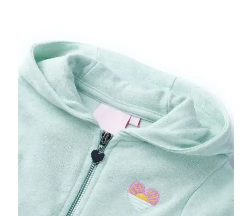 Vaikiškas Sportinis Megztinis Su Gobtuvu Ir Užtrauktuku, Mėtinis