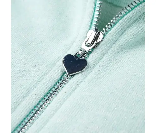 Vaikiškas Sportinis Megztinis Su Gobtuvu Ir Užtrauktuku, Mėtinis