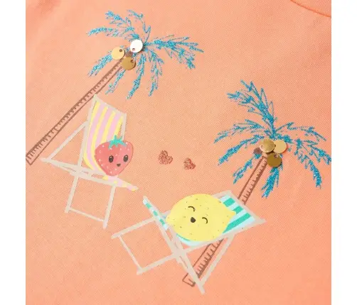 Vaikiški Marškinėliai, Persikinės Spalvos, 116 Dydžio