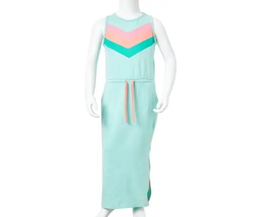 Vaikiška Suknelė Su Sutraukiama Juostele, Šviesiai Mėtinė, 116 Dydžio