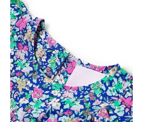 Vaikiška Suknelė Su Raukiniais Ant Rankovių, Kobalto Mėlyna, 92 Dydžio