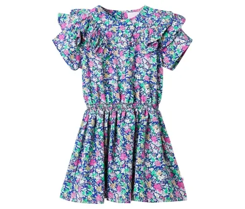 Bērnu Kleita Ar Volāniem, Kobalta Zila, 116