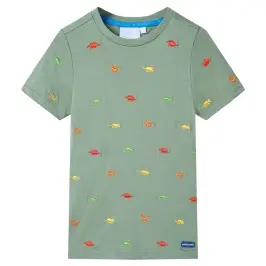 Vaikiški Marškinėliai Trumpomis Rankovėmis, Chaki Spalvos, 104 Dydžio