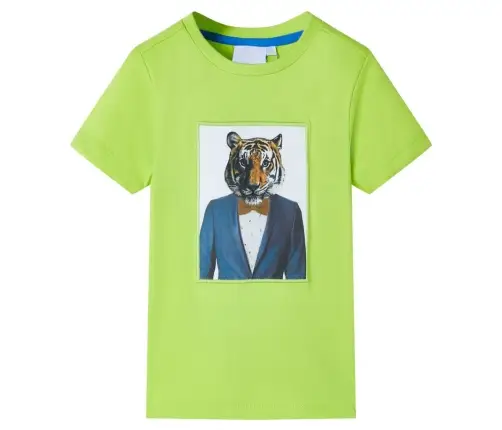 Vaikiški Marškinėliai Trumpomis Rankovėmis, Laimo Spalvos, 128 Dydžio