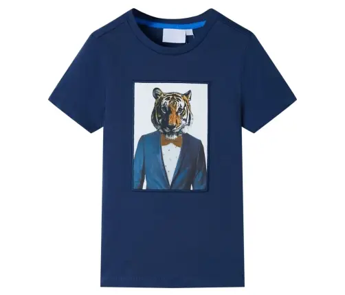 Vaikiški Marškinėliai Trumpomis Rankovėmis, Tamsūs Mėlyni, 128 Dydžio