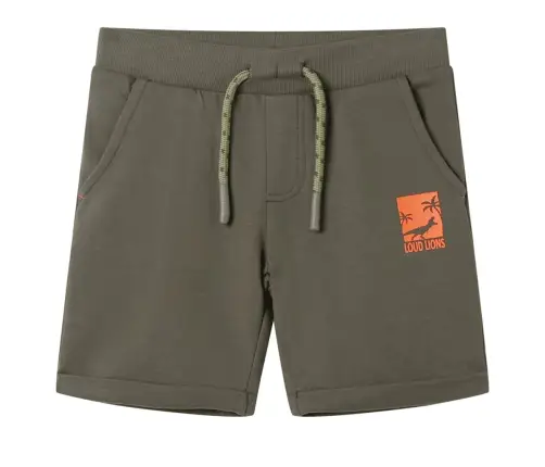 Bērnu Šorti Ar Aukliņu, Tumšs Haki, 128