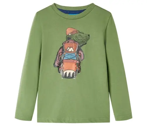 Vaikiški Marškinėliai Ilgomis Rankovėmis, Šviesūs Chaki, 92 Dydžio