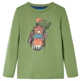 Bērnu Krekls Ar Garām Piedurknēm, Gaiša Haki, 128