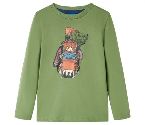 Bērnu Krekls Ar Garām Piedurknēm, Gaiša Haki, 128