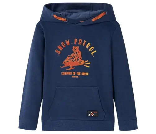 Vaikiškas Sportinis Megztinis Su Gobtuvu, Mėlynas/Oranžinis, 104