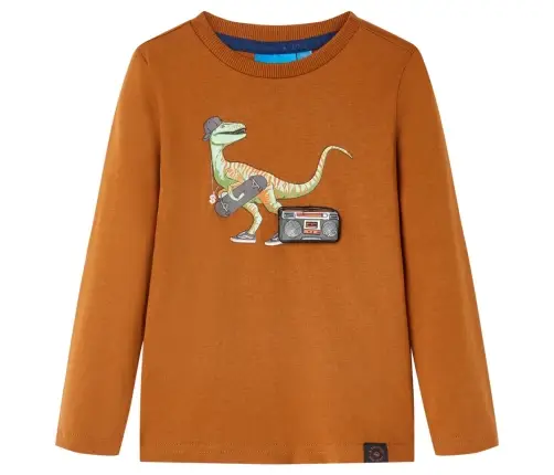 Bērnu Krekls Ar Garām Piedurknēm, Oranži Brūns, 104