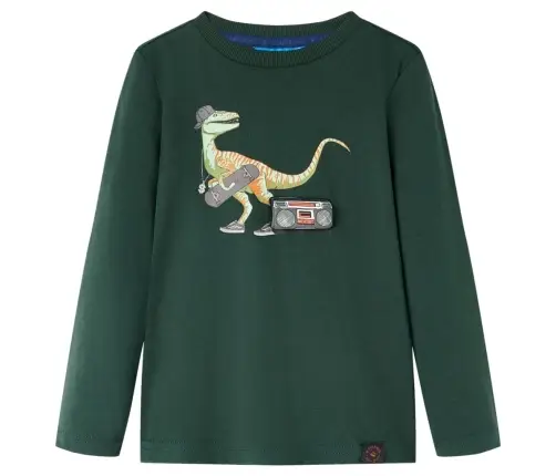 Vaikiški Marškinėliai Ilgomis Rankovėmis, Tamsiai Žali, 116 Dydžio