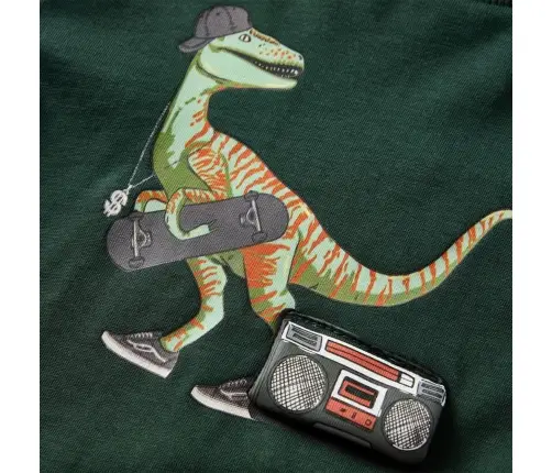 Vaikiški Marškinėliai Ilgomis Rankovėmis, Tamsiai Žali, 116 Dydžio