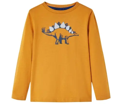 Bērnu Krekls Ar Garām Piedurknēm, Tumši Dzeltenbrūns, 128