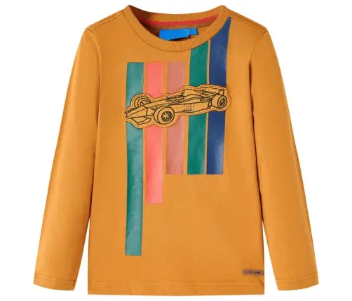 Vaikiški Marškinėliai Ilgomis Rankovėmis, Geltonai Rudi, 116 Dydžio