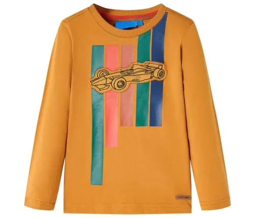 Vaikiški Marškinėliai Ilgomis Rankovėmis, Geltonai Rudi, 128 Dydžio