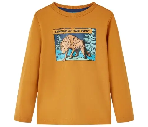 Vaikiški Marškinėliai Ilgomis Rankovėmis, Geltonai Rudi, 128 Dydžio