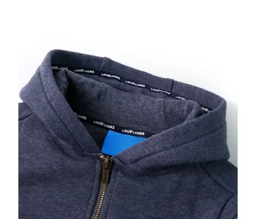 Vaikiškas Sportinis Megztinis Su Gobtuvu Ir Užtrauktuku, Mėlynas