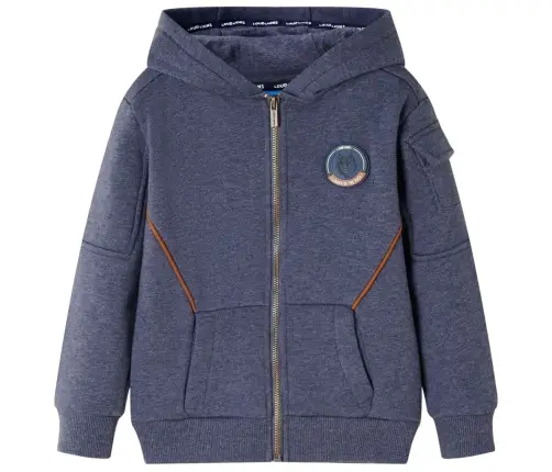 Vaikiškas Sportinis Megztinis Su Gobtuvu Ir Užtrauktuku, Mėlynas