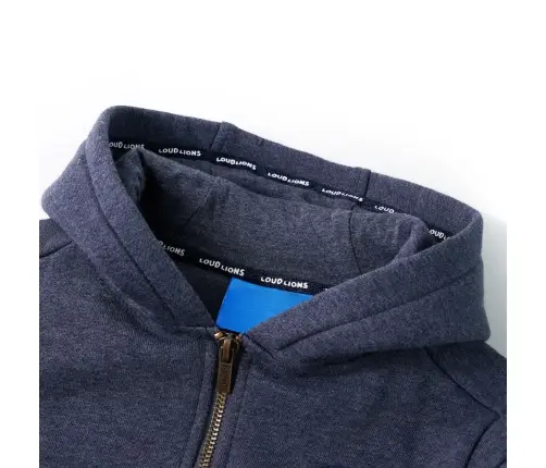 Vaikiškas Sportinis Megztinis Su Gobtuvu Ir Užtrauktuku, Mėlynas