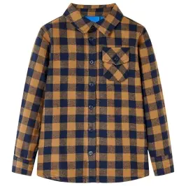 Bērnu Krekls, Rūtains, Zils, Konjaka Krāsā, 104