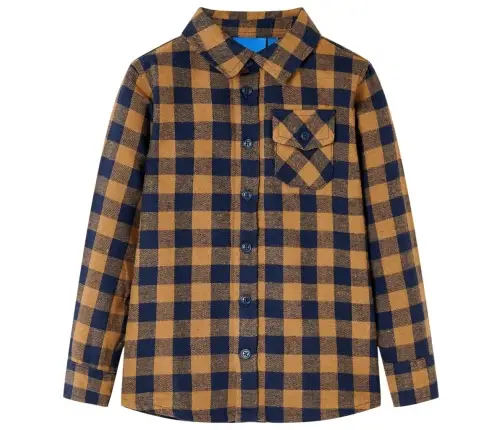 Bērnu Krekls, Rūtains, Zils, Konjaka Krāsā, 104