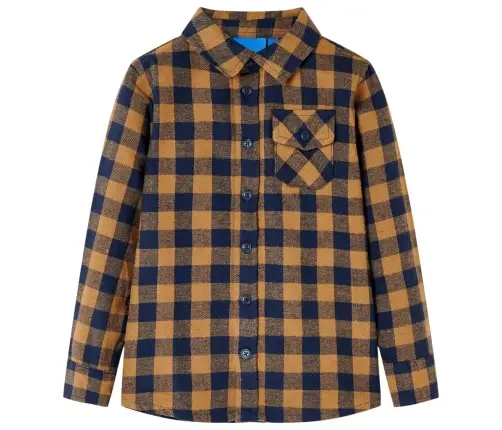 Bērnu Krekls, Rūtains, Zils, Konjaka Krāsā, 116