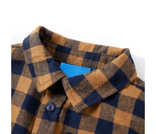 Bērnu Krekls, Rūtains, Zils, Konjaka Krāsā, 116