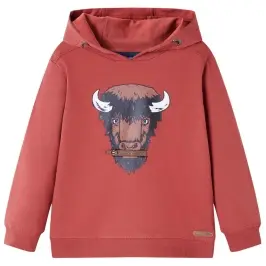 Bērnu Džemperis Ar Kapuci, Oranžīgi Sarkans, 128