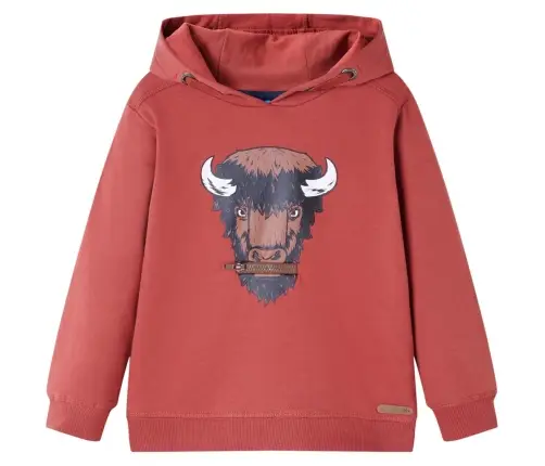 Bērnu Džemperis Ar Kapuci, Oranžīgi Sarkans, 128