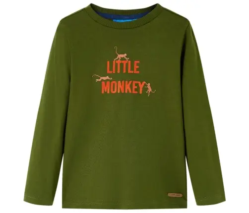 Vaikiški Marškinėliai Ilgomis Rankovėmis, Chaki Spalvos, 92 Dydžio