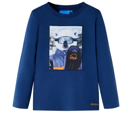 Bērnu Krekls Ar Garām Piedurknēm, Džinsa Zils, 116