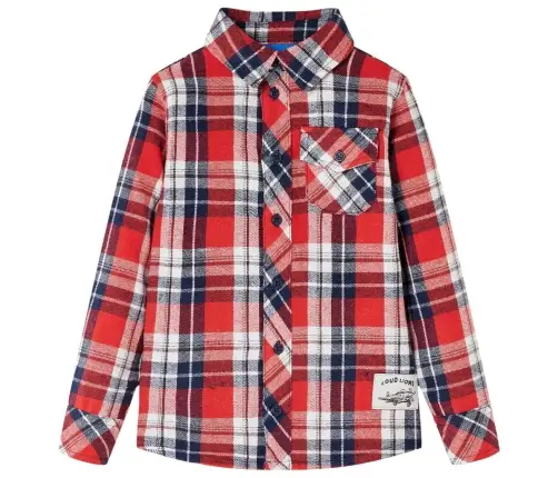 Bērnu Krekls, Rūtains, Sarkans, Tumši Zils, 92