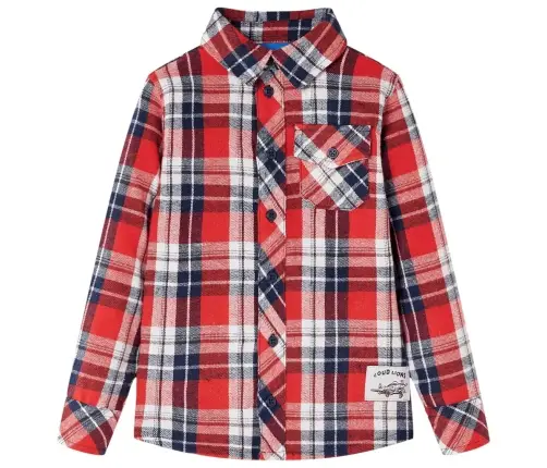 Bērnu Krekls, Rūtains, Sarkans, Tumši Zils, 116