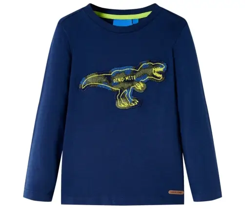 Vaikiški Marškinėliai Ilgomis Rankovėmis, Tamsiai Mėlyni, 128 Dydžio