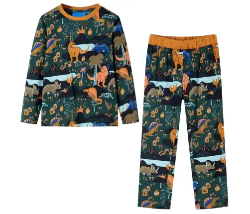 Bērnu Pidžama Ar Garām Piedurknēm, Tumši Zaļa, 104