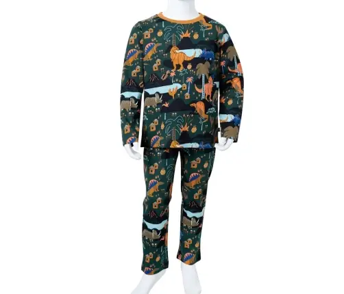 Bērnu Pidžama Ar Garām Piedurknēm, Tumši Zaļa, 128